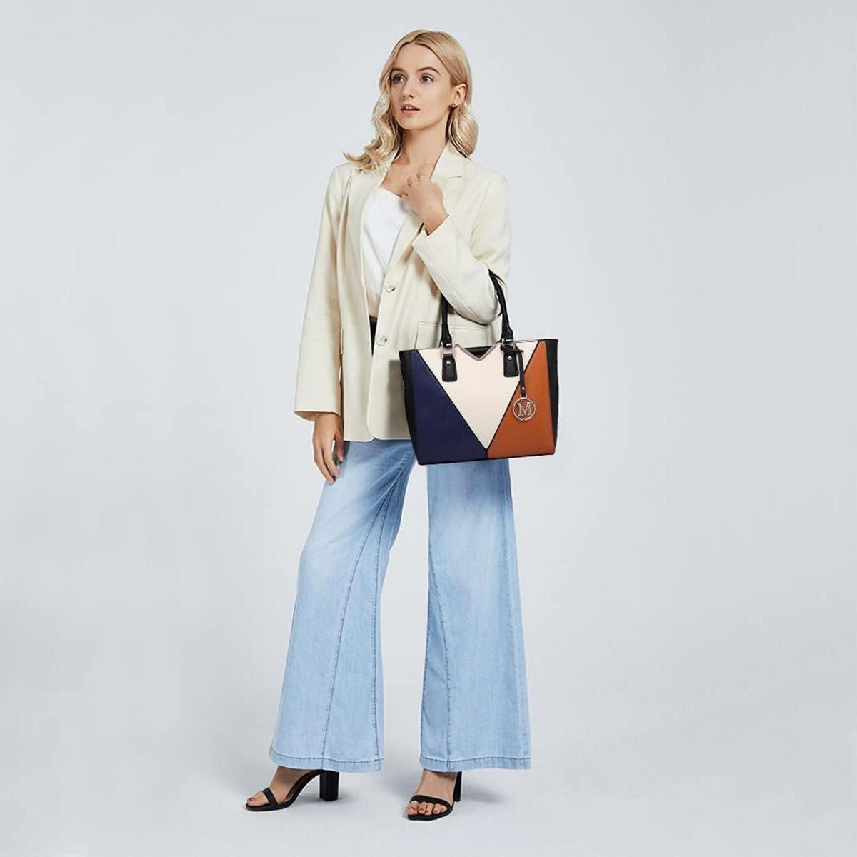 Miss Lulu Damen Handtasche Schultertasche Shopper V-förmiges
