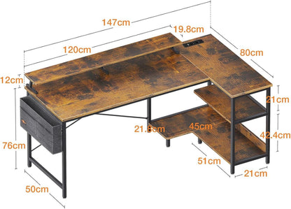 L-förmiger Schreibtisch mit USB-Ladeanschluss