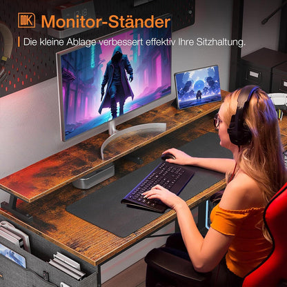 ODK Gaming Schreibtisch L-Form, 147x80cm Weiß mit USB & Steckdose