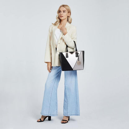 Miss Lulu Damen Handtasche Schultertasche Shopper V-förmiges