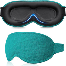 3D Schlafmaske für Seitenschläfer, Dunkles Cyan, 2 Paar Ohrstöpsel