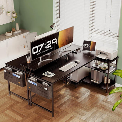 ODK Eckschreibtisch L Form 147x80cm Weiß USB Gaming Tisch Monitorständer Büro