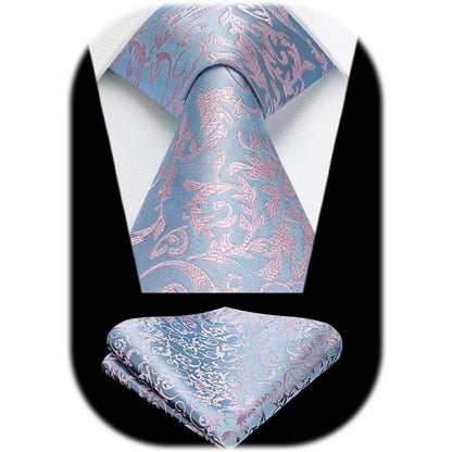 Krawatten-Set Paisley für Herren, Blau & Rosa