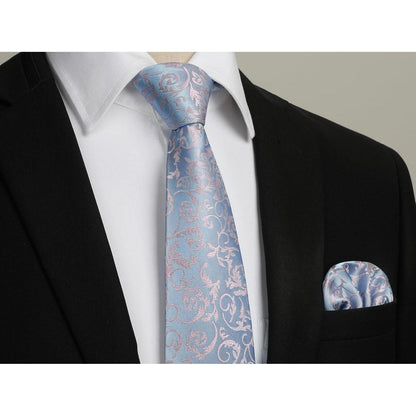 Krawatten-Set Paisley für Herren, Blau & Rosa