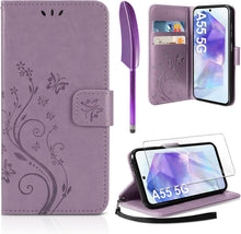 Premium PU Leder Wallet Handyhülle für Samsung Galaxy A55 5G in Lila