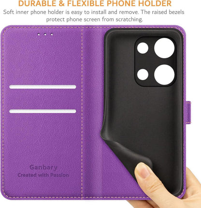 Leder Handyhülle Xiaomi Redmi Note 13 Pro 4G Violett Standfunktion