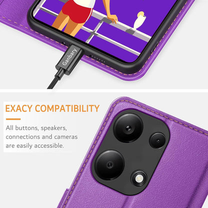 Ganbary Xiaomi Redmi Note 13 Pro 4G Handyhülle Leder Klapphülle Violett
