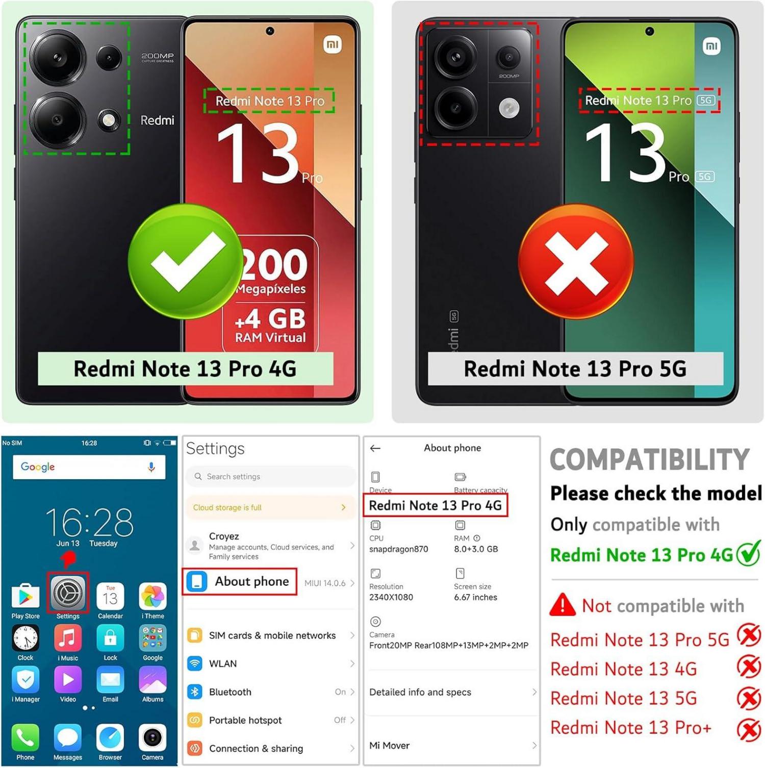 Xiaomi Redmi Note 13 Pro 4G Lederhülle Blau mit