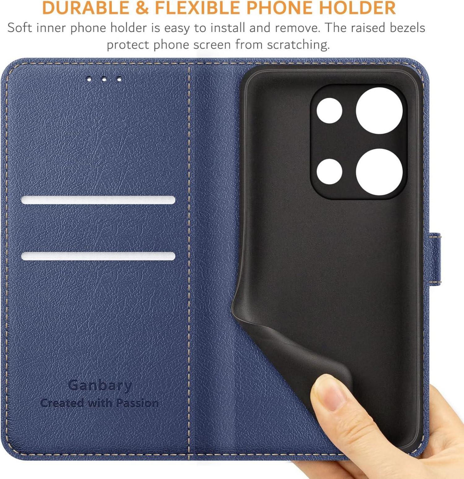 Handyhülle Xiaomi Redmi Note 13 Pro 4G Leder Blau Case Standfunktion