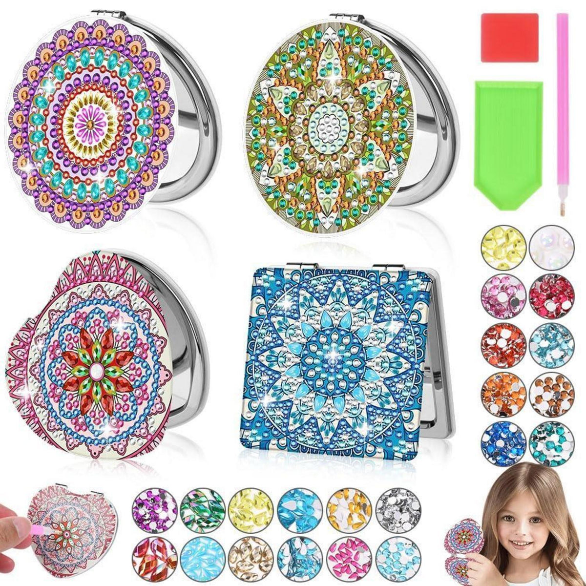 Diamantmalerei Spiegel Set 5D DIY Reisespiegel personalisierbar