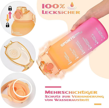 Trinkflasche 2l mit Strohhalm Früchtebehälter Kohlensäure Beständig