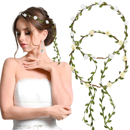 Boho Blumenkranz Haarband Rosen Haarreif Hochzeit Party 2er Set