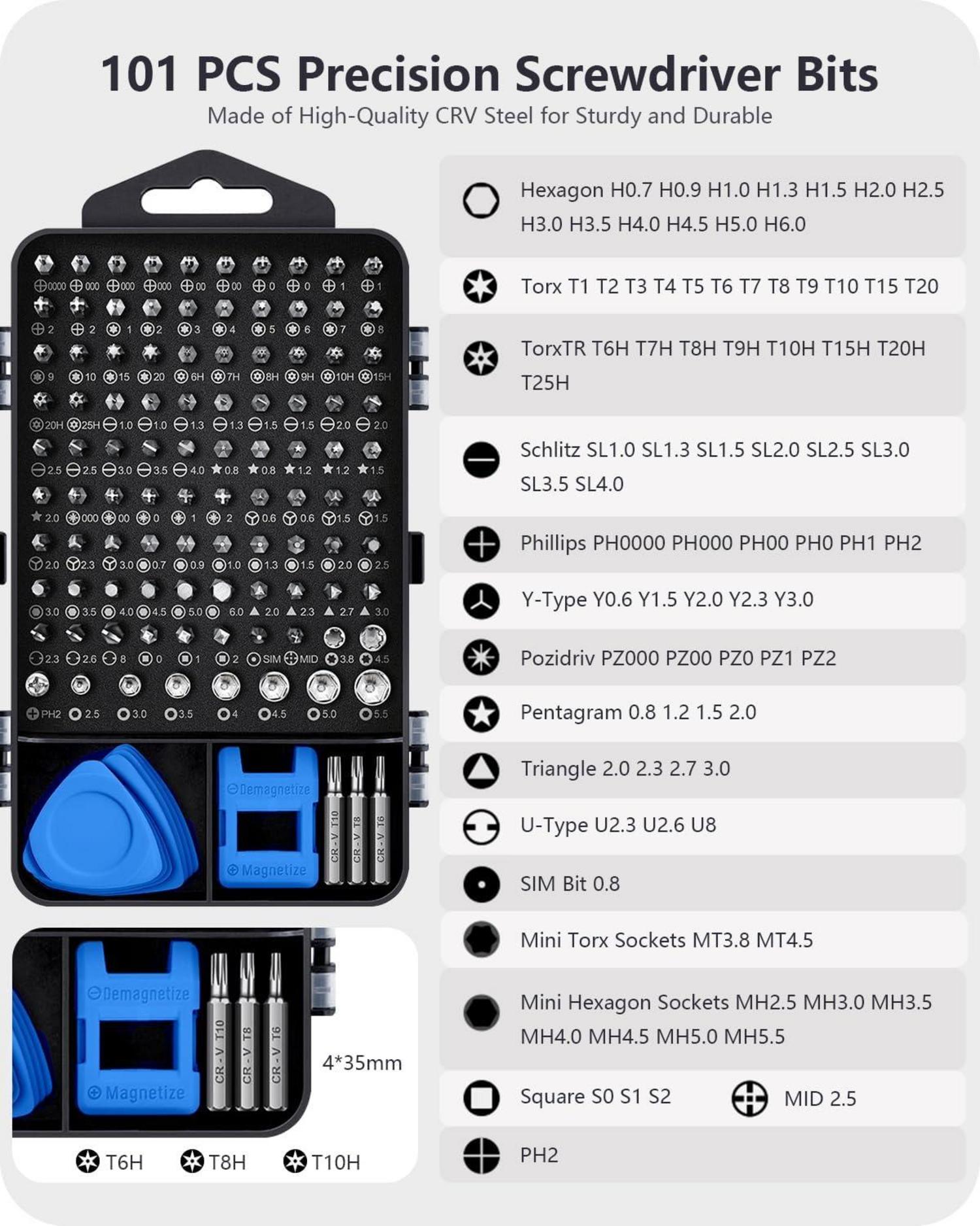 Schraubendreher Set 122 in 1 Präzisionswerkzeug Kit Torx T2 T5 T6 T8