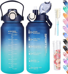 AOPREL Trinkflasche 2l mit Strohhalm und Früchtebehälter