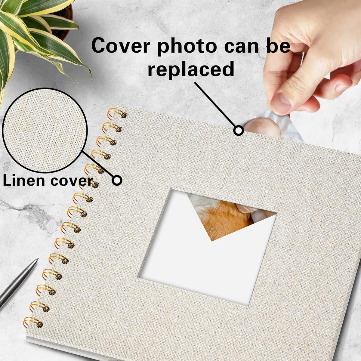 DIY Scrapbook Fotoalbum 20,5x20,5 cm Leinen Spiralalbum 40