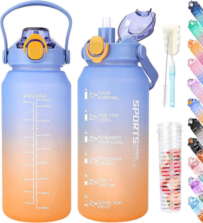 Trinkflasche 2l mit Strohhalm und