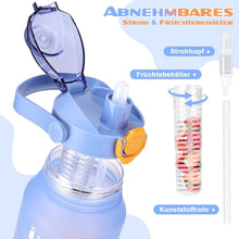 Trinkflasche 2l mit Strohhalm & Früchtebehälter, Sport