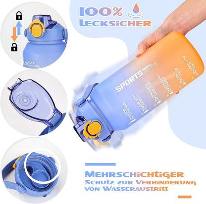 Trinkflasche 2l mit Strohhalm und