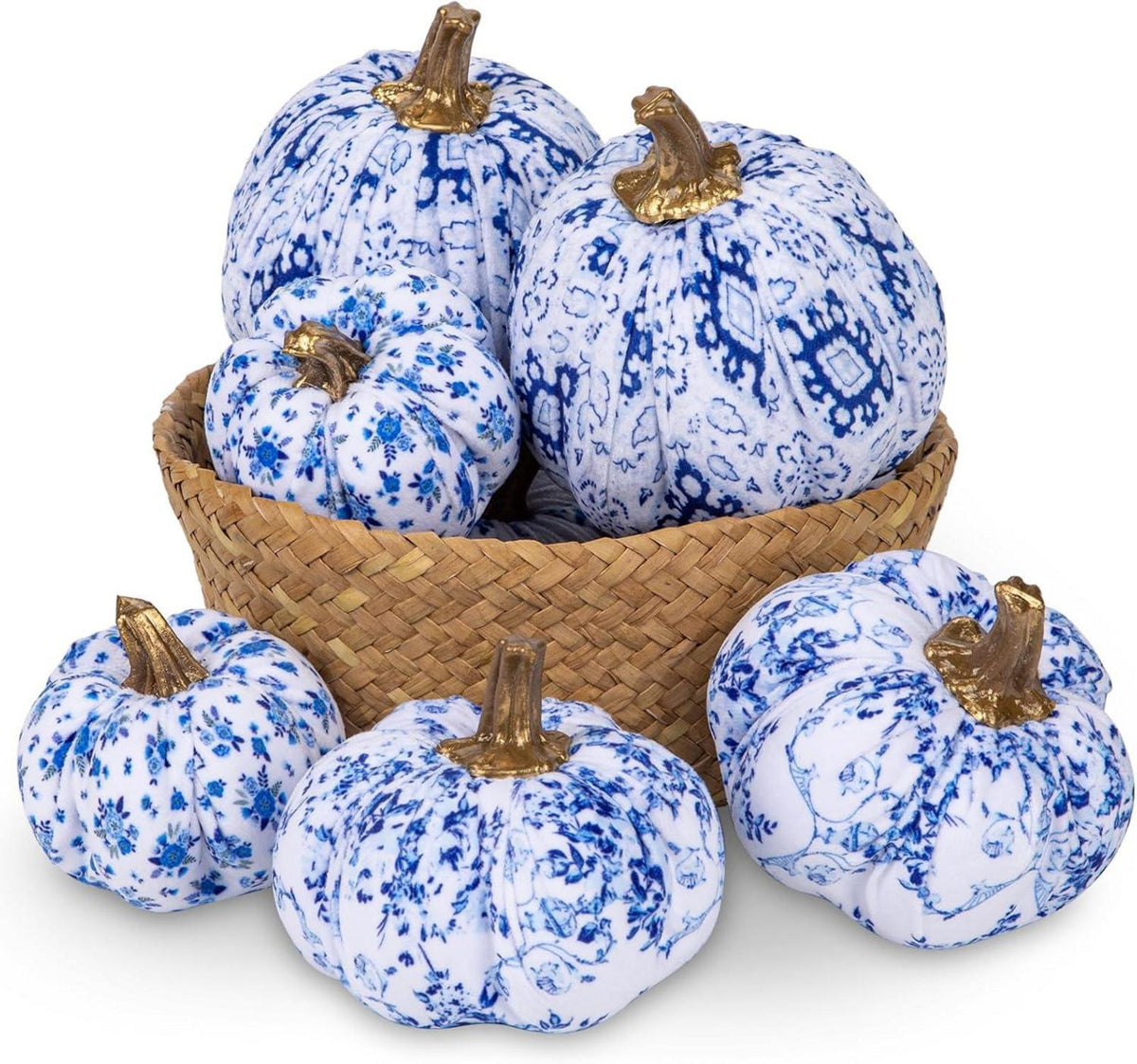 6er Set Künstlicher Kürbis Deko Herbst Halloween Blau