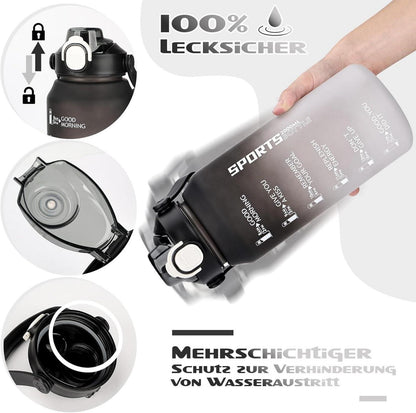 2l Trinkflasche mit Strohhalm und Früchtebehälter, Sportflasche