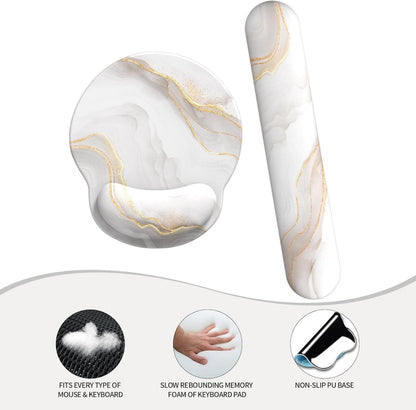 Ergonomisches Mauspad Set mit Gelkissen Memory Foam Handauflage Weißer