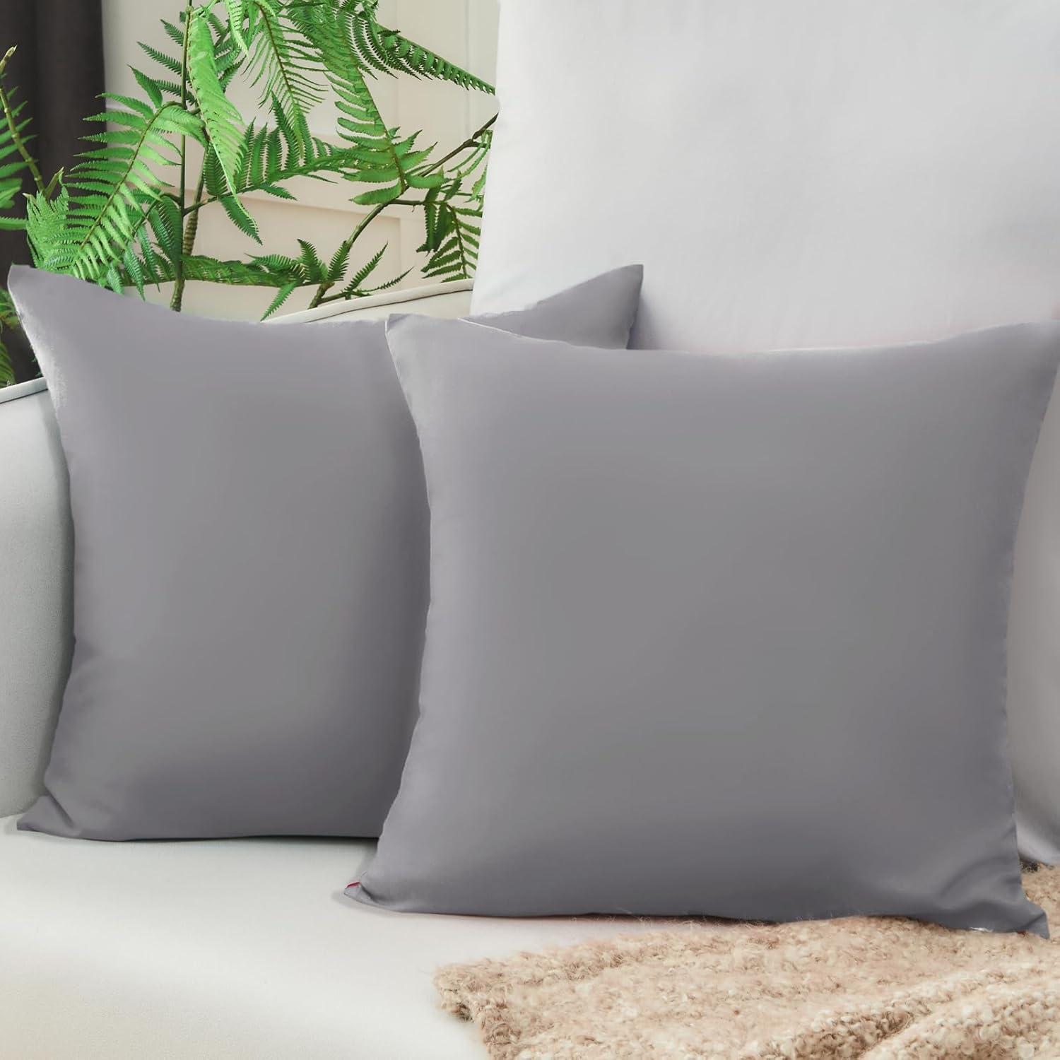 Sofa Kissenbezug 40x40 Grau Mikrofaser Weich 2er Set OEKO-Zertifikat