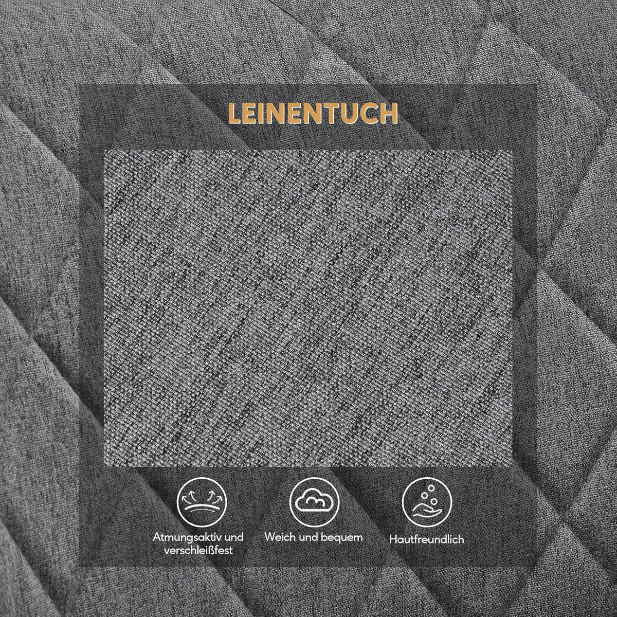 Leinen Esszimmerstühle 2er Set mit Armlehnen & Metallbeinen
