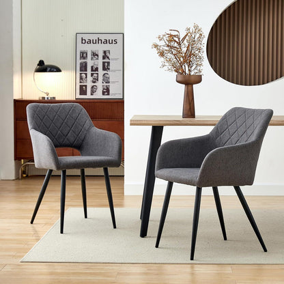 Esszimmerstühle Set 4 Grau, Gepolsterte Sitzfläche & Offene Rückenlehne
