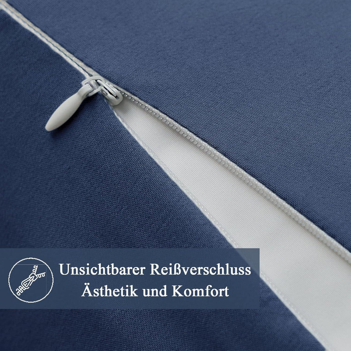Kissenbezug 50x50 Dunkelblau Weich Mikrofaser 2er Set Öko-Zertifikat