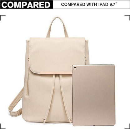 Damen Rucksack Klein PU Leder Beige