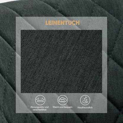 Leinen Esszimmerstühle 2er Set mit Armlehnen & Metallbeinen (Grün)