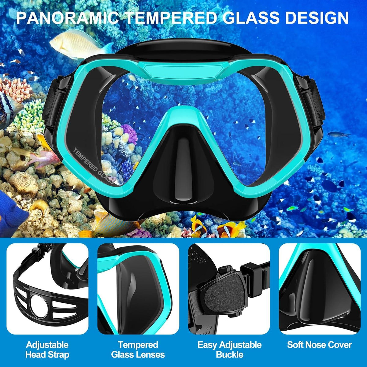 Taucherbrille Erwachsene 180° Panorama Schwimmbrille Anti-Fog