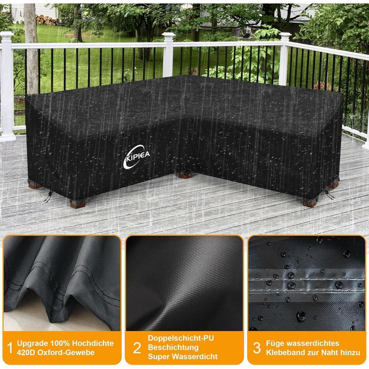 Loungemöbel Abdeckung L-Form Wasserdicht & Winterfest 226x226x85cm