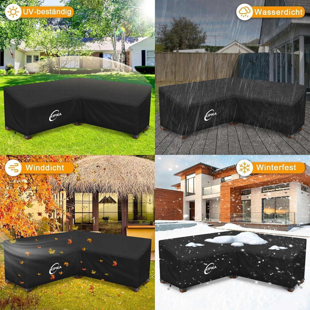 Loungemöbel Abdeckung L-Form Wasserdicht & Winterfest 226x226x85cm