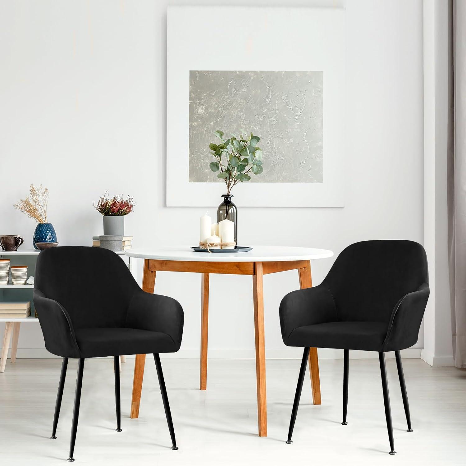 Elastische Stuhlbezüge 4er Set Armlehne Schwarz Deko Esszimmer & Wohnzimmer