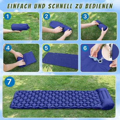 Karvipark Camping Isomatte mit Kopfkissen und Ultraleicht in Blau