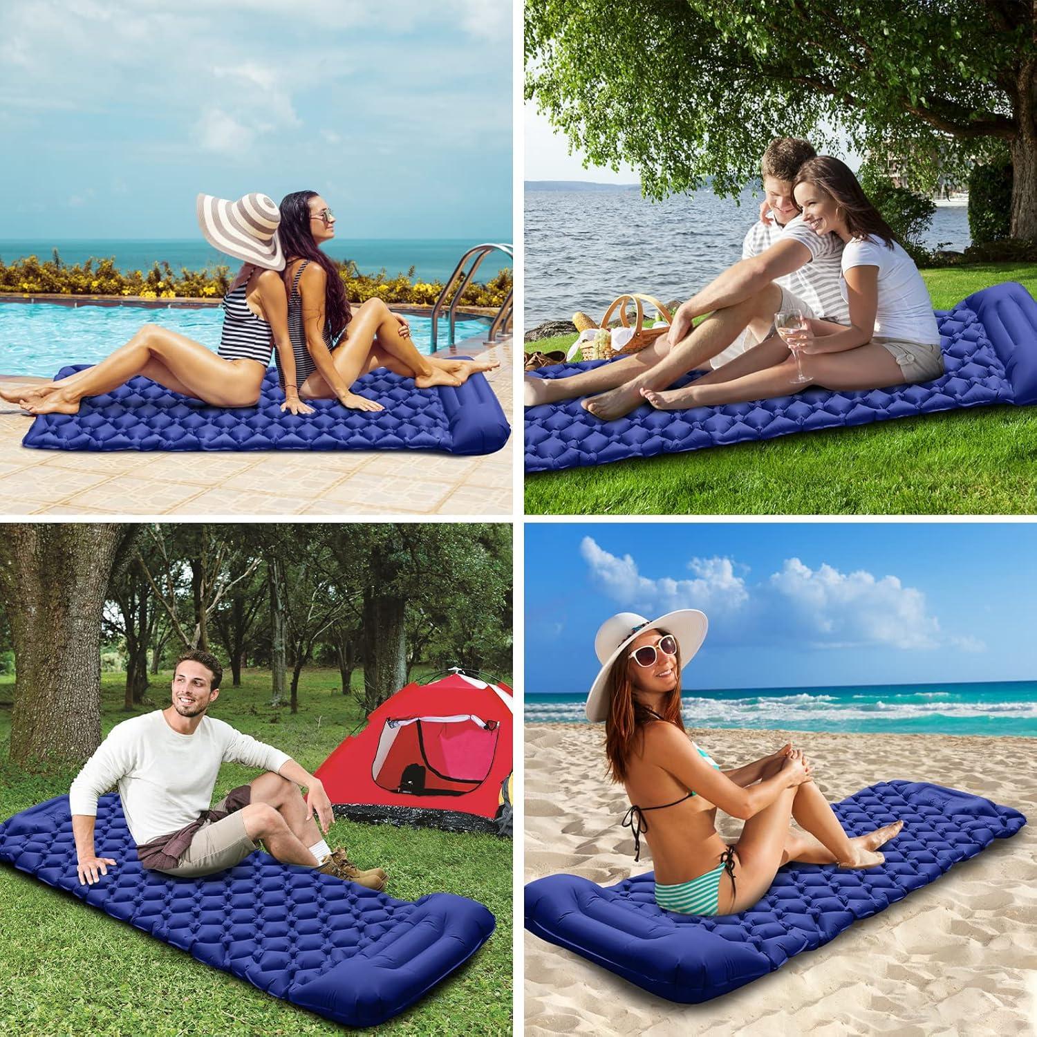 Karvipark Camping Isomatte mit Kopfkissen und Luftmatratze, ultraleicht und wasserdicht, für Camping und Reise