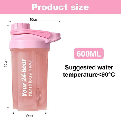 Protein Shaker 600ML Eiweiß Shaker mit Sieb & Mess-Skala BPA-frei