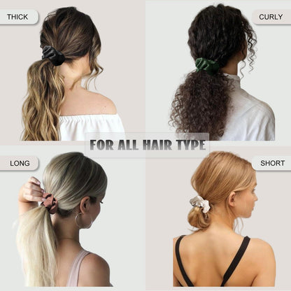 12er Pack Schwarz Satin Haargummis Scrunchies für Damen, Weich Elastisch