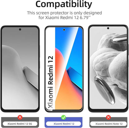 Panzer Schutz Glas Xiaomi Redmi 12- 3 Stück 9H Härte