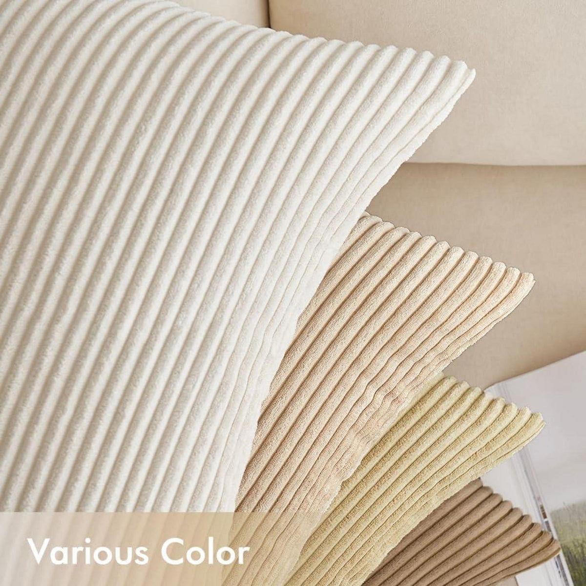 Kordsamt Zierkissenbezug 4er Set Dekokissen 45x45cm Beige
