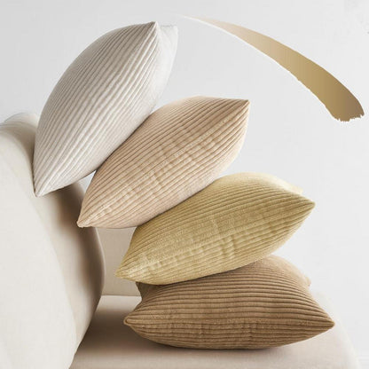 Kordsamt Kissenbezug 4er Set 45x45cm Dekokissen Beige Serie