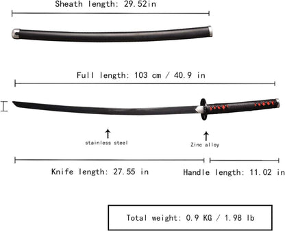 Samurai Cosplay Schwert aus echtem Metall 104cm Anime-Klinge