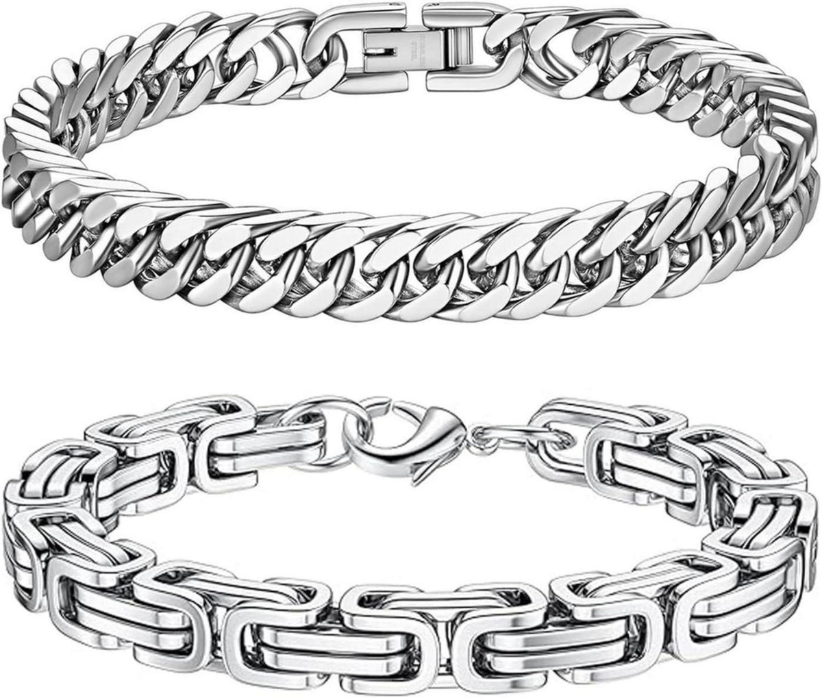 LOCCY Silber Edelstahl Herren Armband Panzerkette Glieder Link