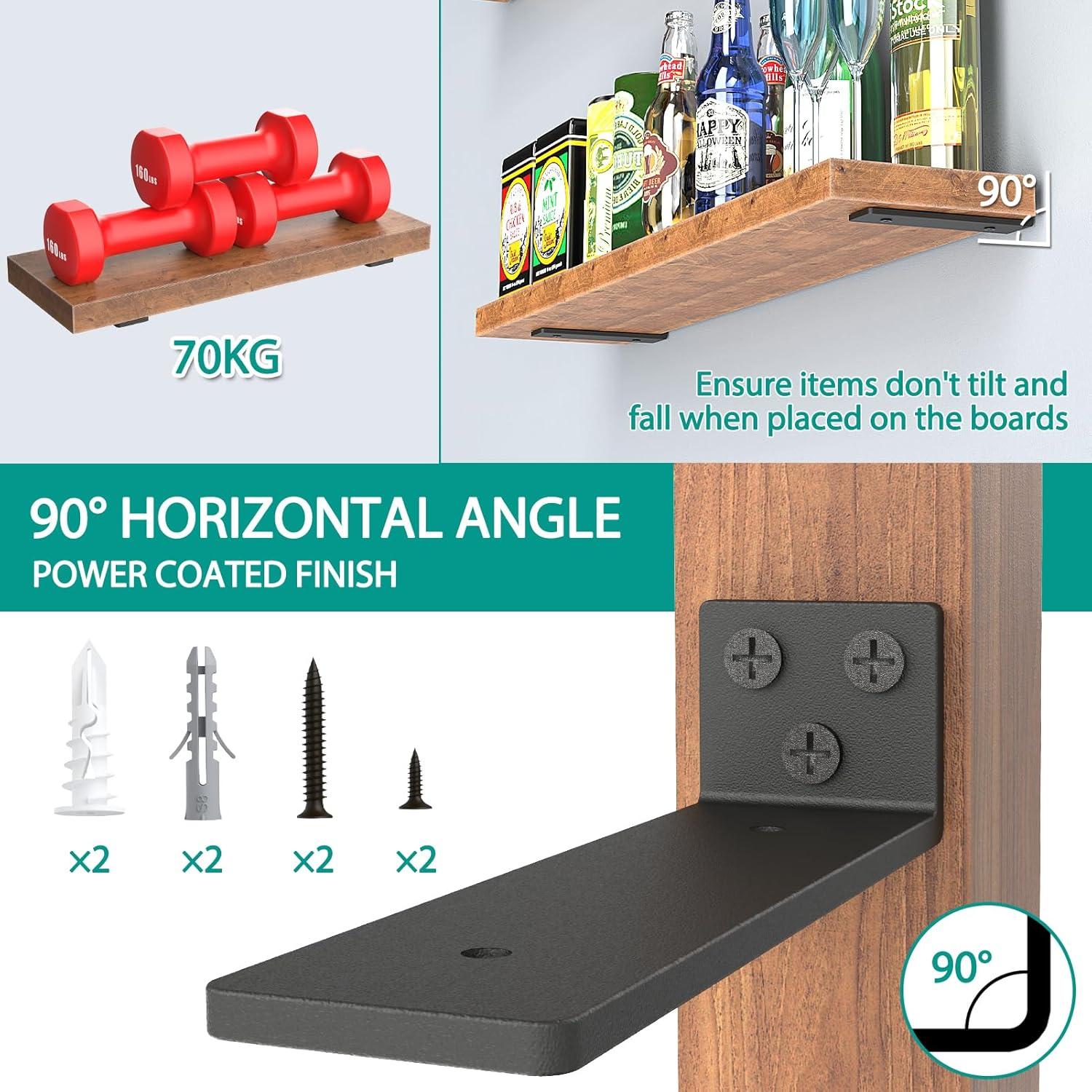 Schwarze Schwerlast Regalhalterung 15cm - 4 Stück, 70 KG Tragkraft