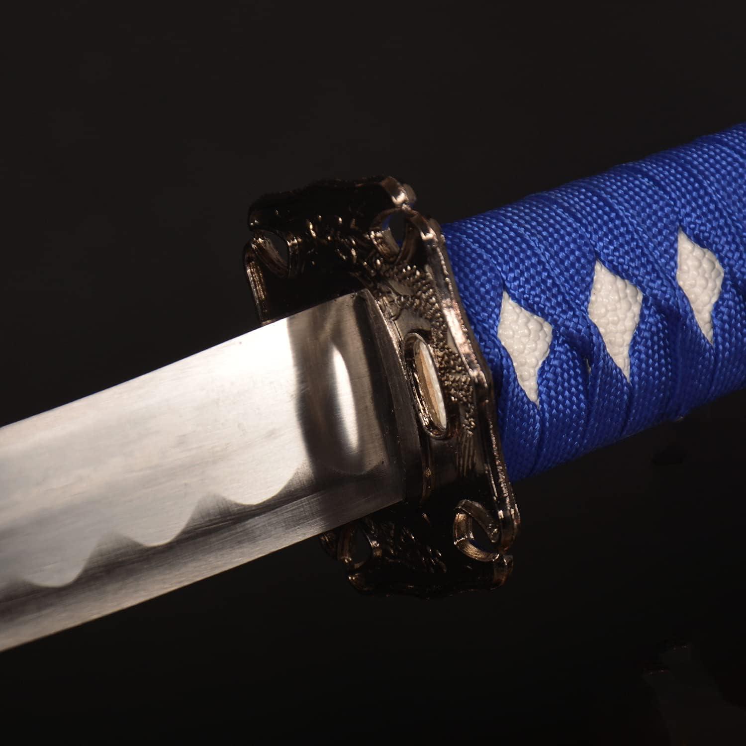 Samurai Schwert Set Japanisches Schwertregal 3-teilig Schwarzes/blaues Metall