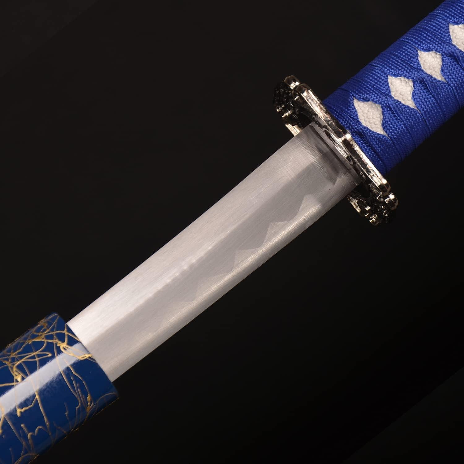 Samurai Schwert Set Japanisches Schwertregal 3-teilig Schwarzes/blaues Metall