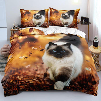 3D Katzen Bettwäsche Set 135x200cm, 4-teilig, Mikrofaser