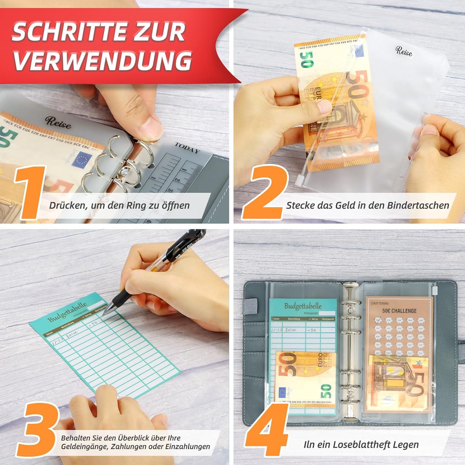 A6 Budget Planner Deutsch Zubehör 96er Set 182 Seiten 8 Farben Kosten