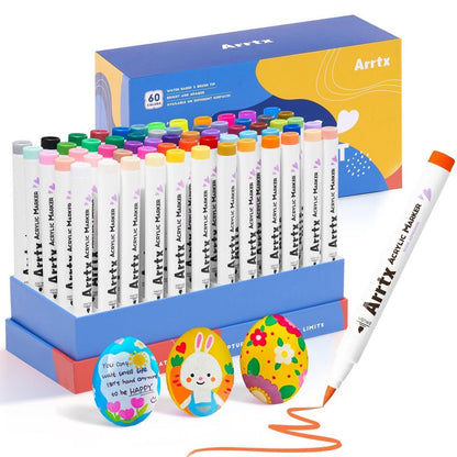 Acrylmarker Set 60 Farben – Wasserfest für Stein, Holz & mehr